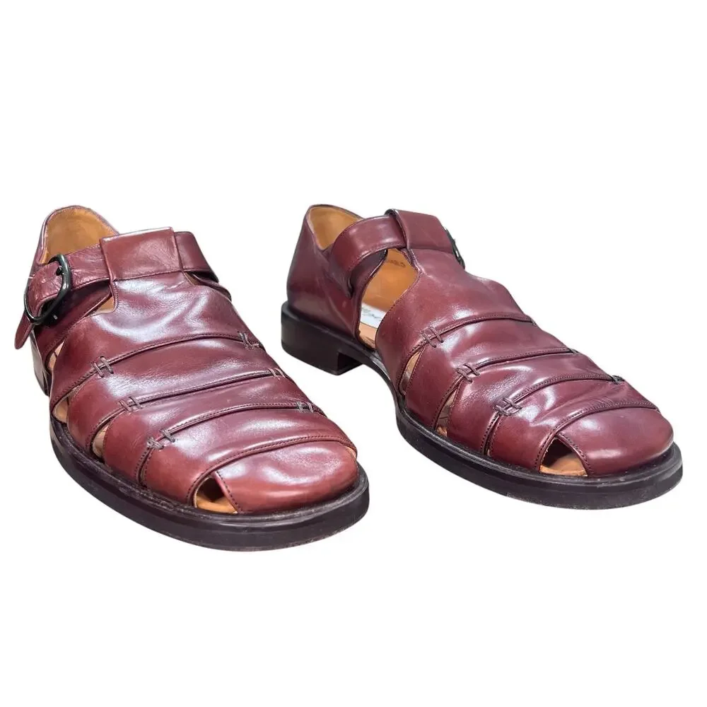 Vintage Mezlan Diablo Brown Leather Fisherman’s Sandals Size 9.5